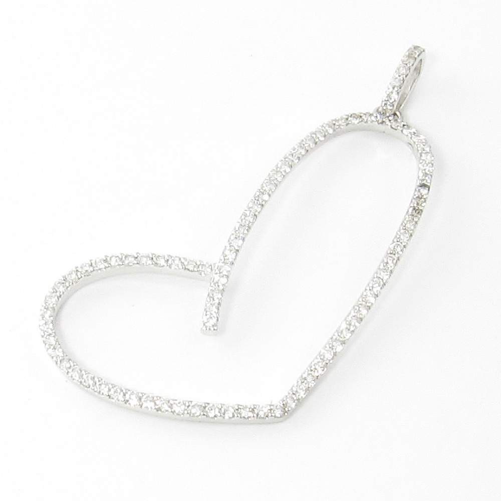 Vintage 14 Karat White Gold Diamond Heart Pendant #4825